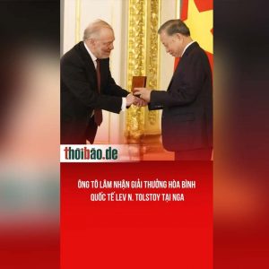 Ông Tô Lâm nhận giải thưởng hòa bình quốc tế Lev n. Tolstoy tại Nga