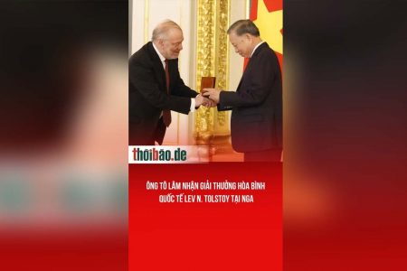 Ông Tô Lâm nhận giải thưởng hòa bình quốc tế Lev n. Tolstoy tại Nga